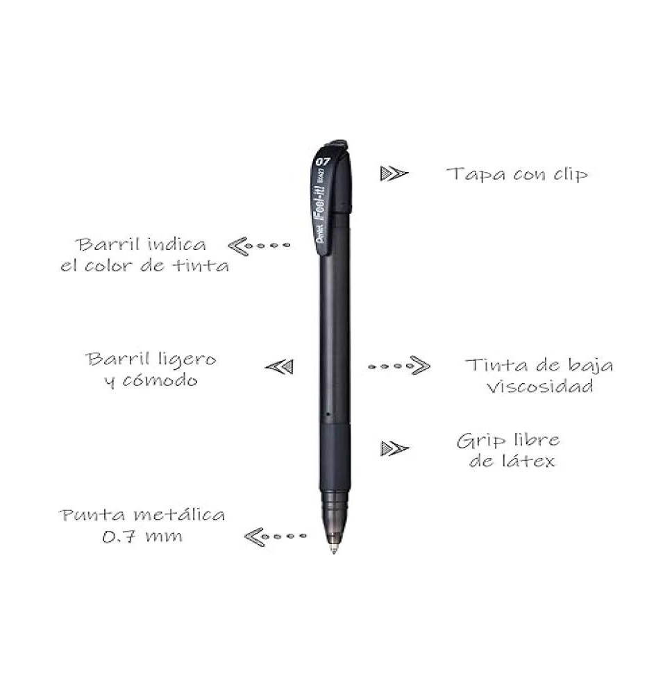BOLIGRAFO FEEEL-IT BX427A 0.7MM NGO. PENTEL E.12 C.1152