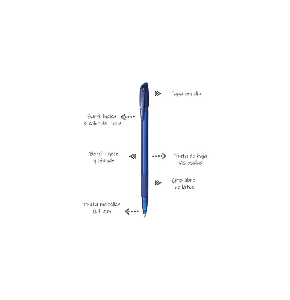 BOLIGRAFO FEEEL-IT BX427C 0.7MM AZUL PENTEL E.12 C.576