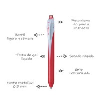 BOLIGRAFO GEL ENERGEL BL437B PENTEL 0.7MM RT ROJO 12576
