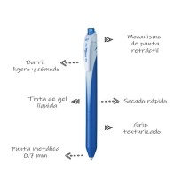 BOLIGRAFO GEL ENERGEL BL437C PENTEL 0.7MM RT AZUL 12576