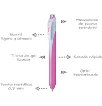 BOLIGRAFO GEL ENERGEL BL437P PENTEL 0.7MM RT ROSA 12576