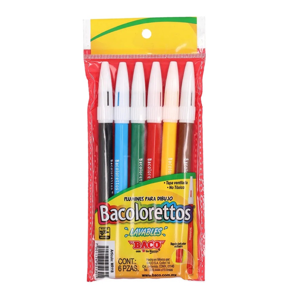 MARCADOR AGUA DELG. EST.C6 BACOLORETTOS BOPP C.100