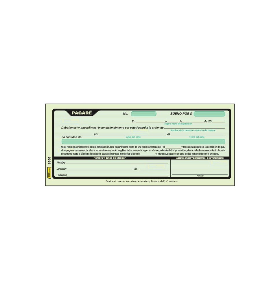 PAGARE 8600 PRINTAFORM 9X21.5CM. 50H. E.12 C.72 .