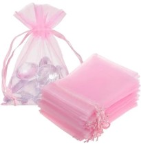 BOLSA ORGANZA CONFETTI 12X15CM.ROSA BEBE E.12