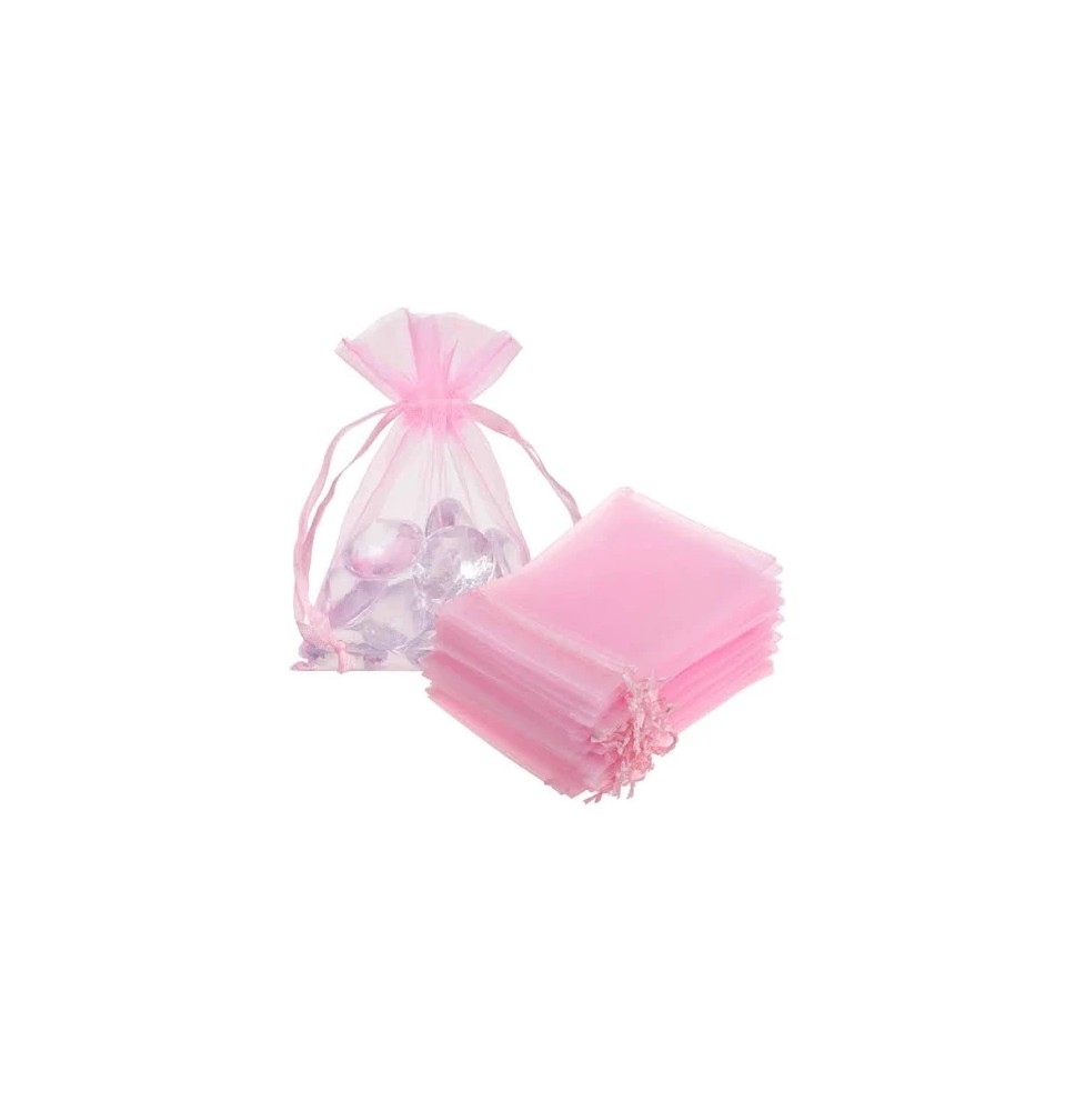 BOLSA ORGANZA CONFETTI 12X15CM.ROSA BEBE E.12