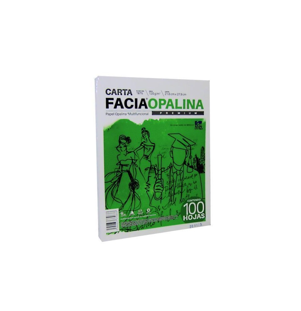 CARTULINA OPALINA CTA. BCO. 225G. COPAMEX PAQ. C100H.C.20