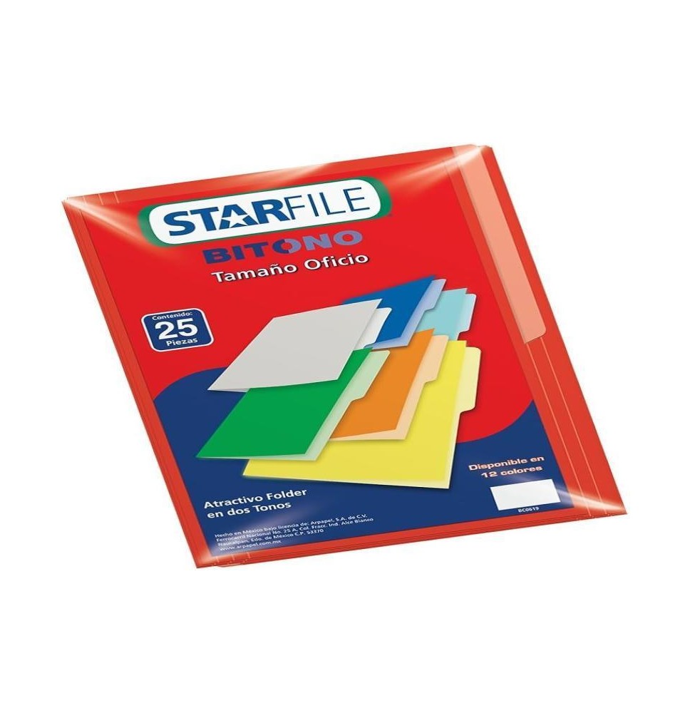FOLDER BITONO OFI. STARFILE ROJO PAQ.C25 C.20