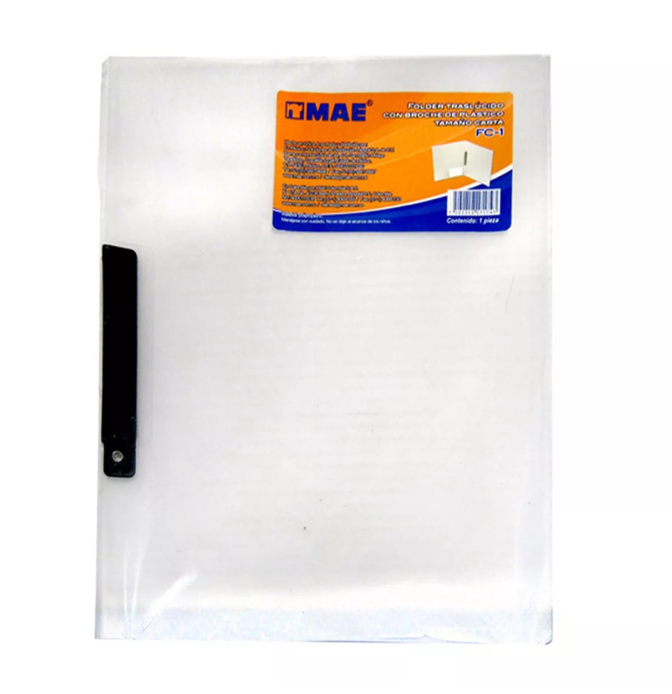 FOLDER PLAST. CCLIP CTA. MAE FC-1 COL. TSPTE. E.12 C240