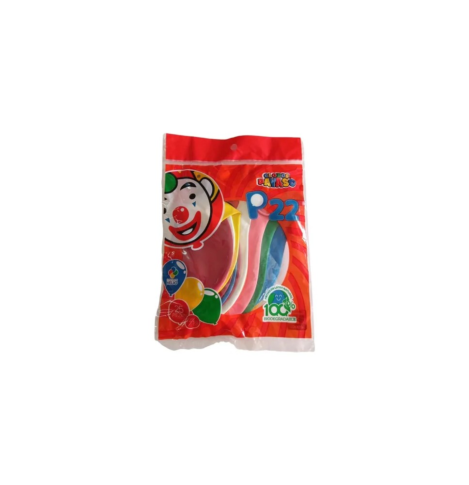 GLOBOS PAYASO 22 COL. SURT. BOL. C25 C.90