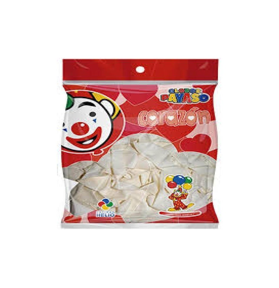 GLOBOS PAYASO H-10 FIG. CORAZON BOL.C50 BLANCO C.80