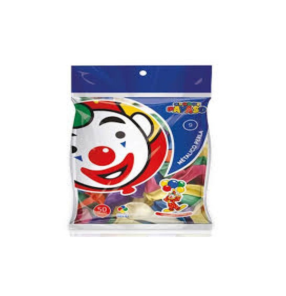 GLOBOS METALLIC PERLA 9 BOL.C50 BLANCO C.100