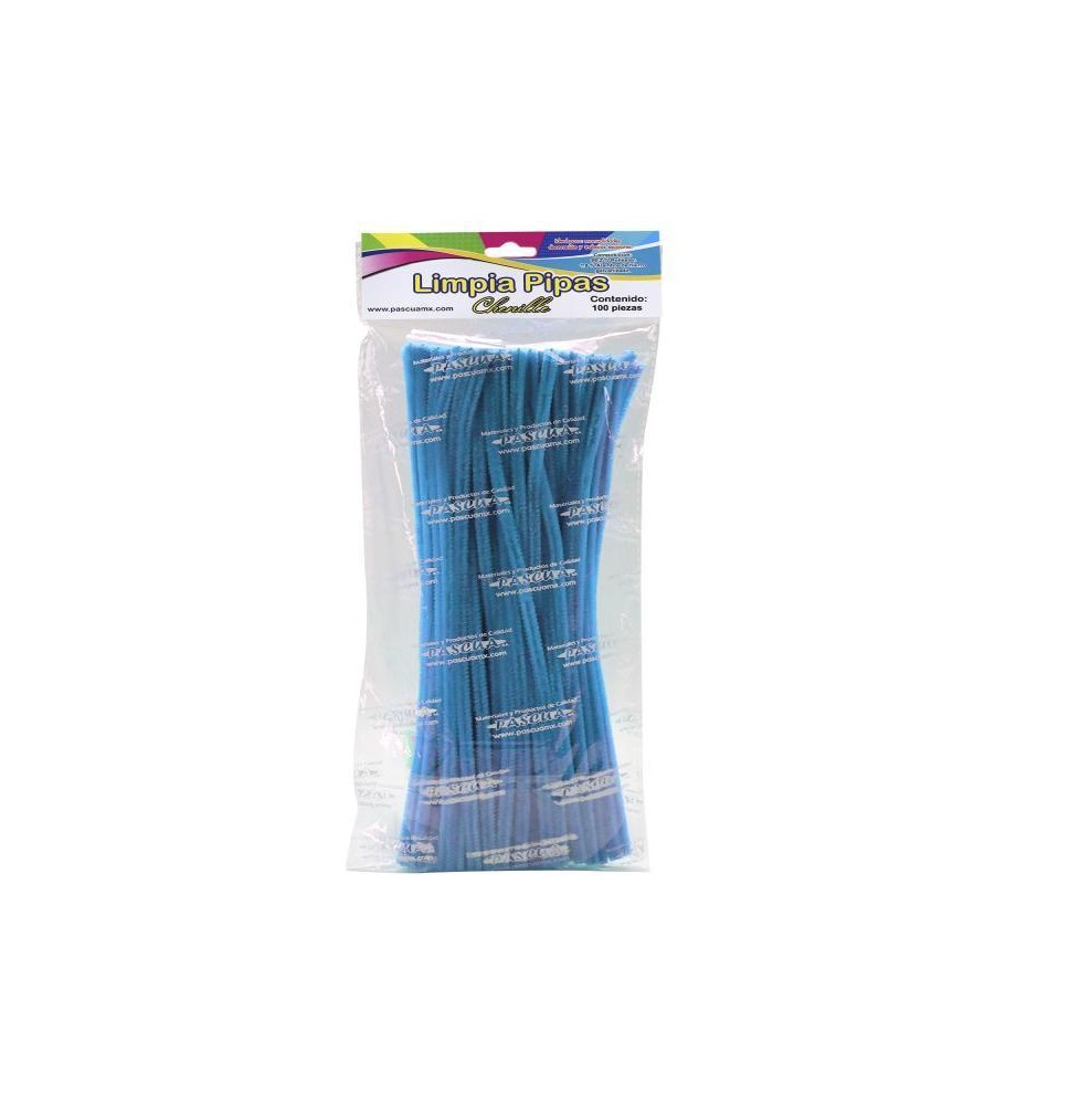 LIMPIAPIPAS BOL. C100 PZ. AZUL TURQUESA PASCUA C.100