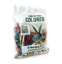 LIGAS DE HULE 18 AGUILA BOLSA 100 GRS. COLORES C.150
