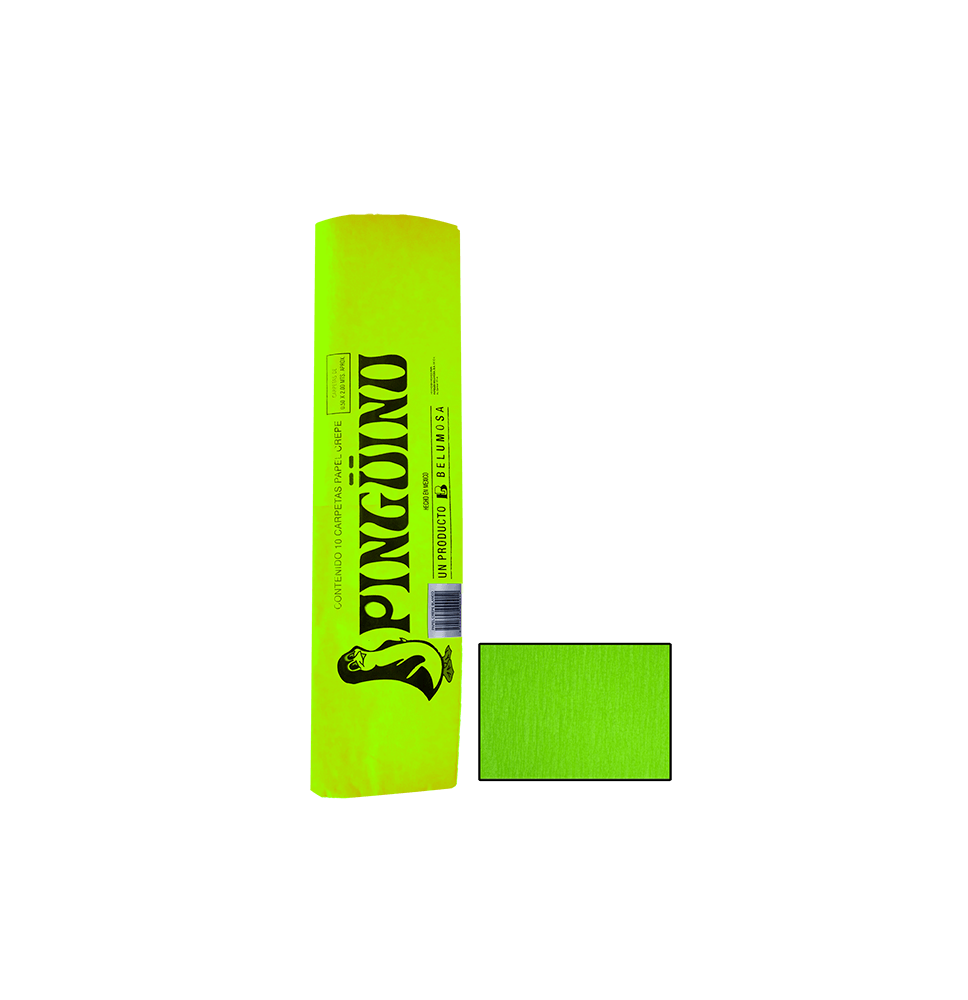 PAPEL CREPE PINGUINO VERDE FLUOR. E.10 C.250 44