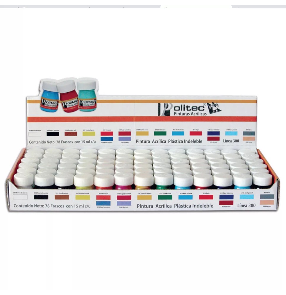 PINTURA ACRILICA POLITEC CAJA C78 PZAS.DE 15ML.CU. C6
