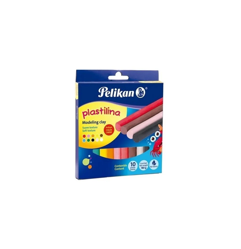 PLASTILINA C10 BARRAS COLORES PELIKAN C.40