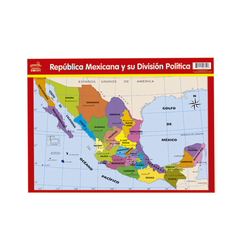 MINIPOSTER DID. 25X35CM. MAPA MEXICO GRANM. E.12 C.1200