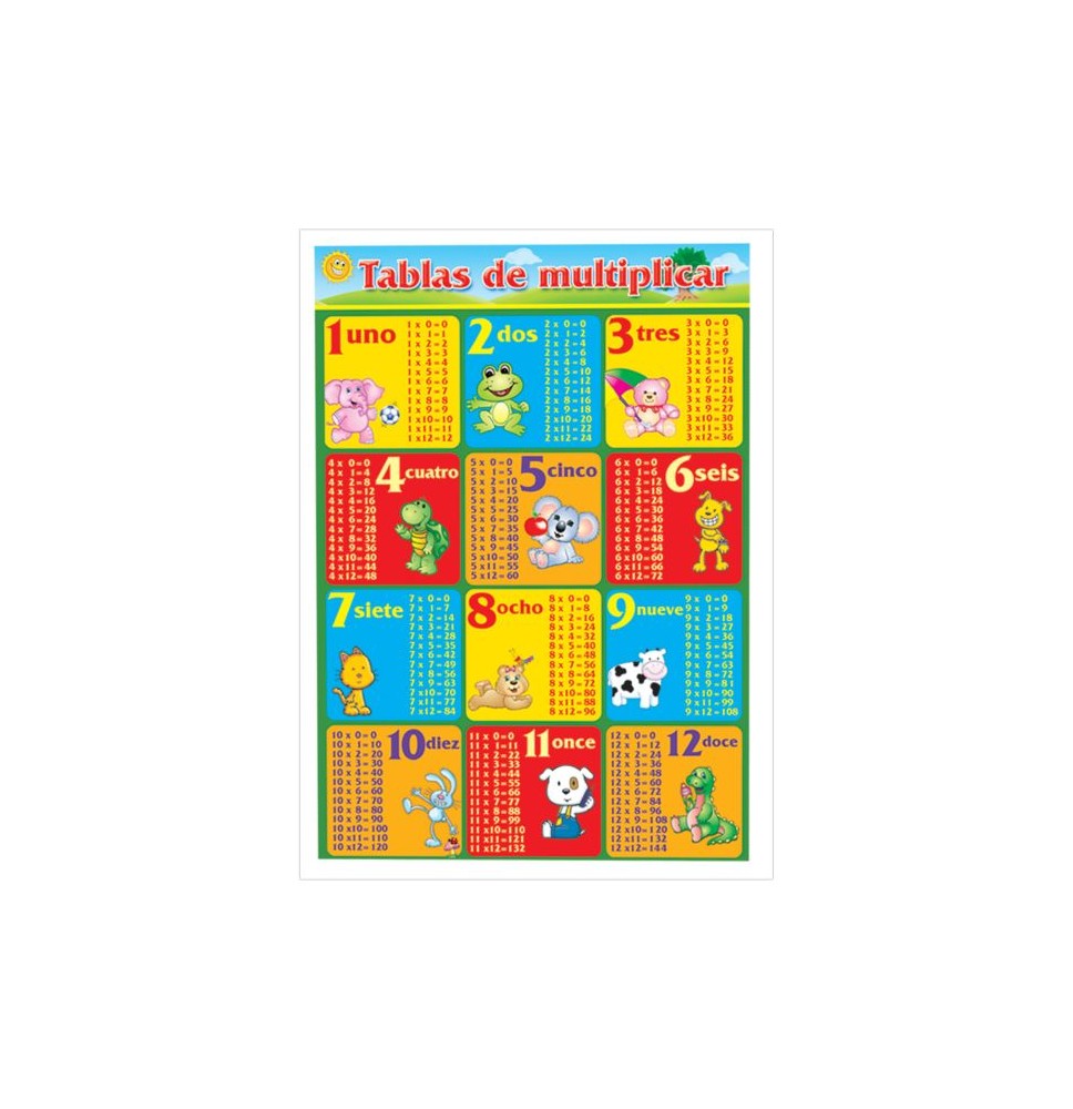 POSTER DID. 70X50CM. TABLAS MULTIPLICAR GRANM. E.6