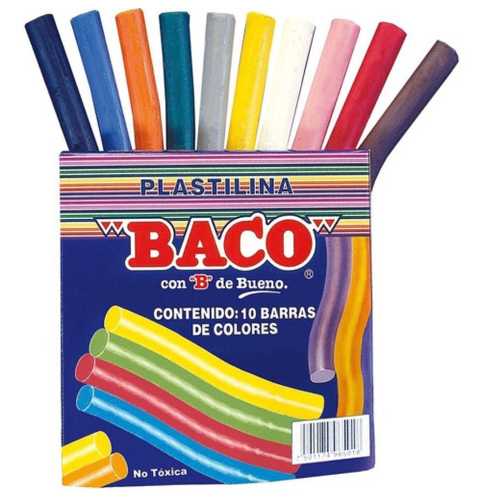 PLASTILINA C10 BARRAS COLORES BACO C.100