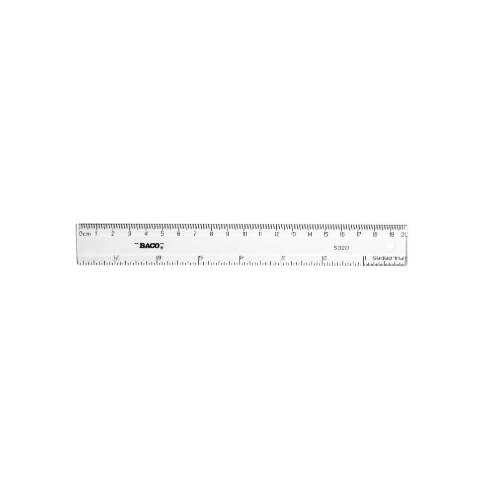 REGLA PLAST. 20 CM. BACO 5020 TRANSPARENTE E.25