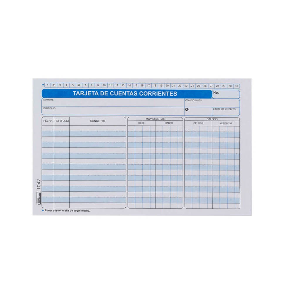 TARJETA CTAS. CORRIENTES 1042 PRINTA. 5X8 PAQ. C50H C.24