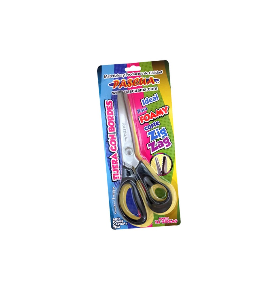 TIJERA PLAST. 7-18CM. ZIGZAG PASCUA BL.C1 E12C48