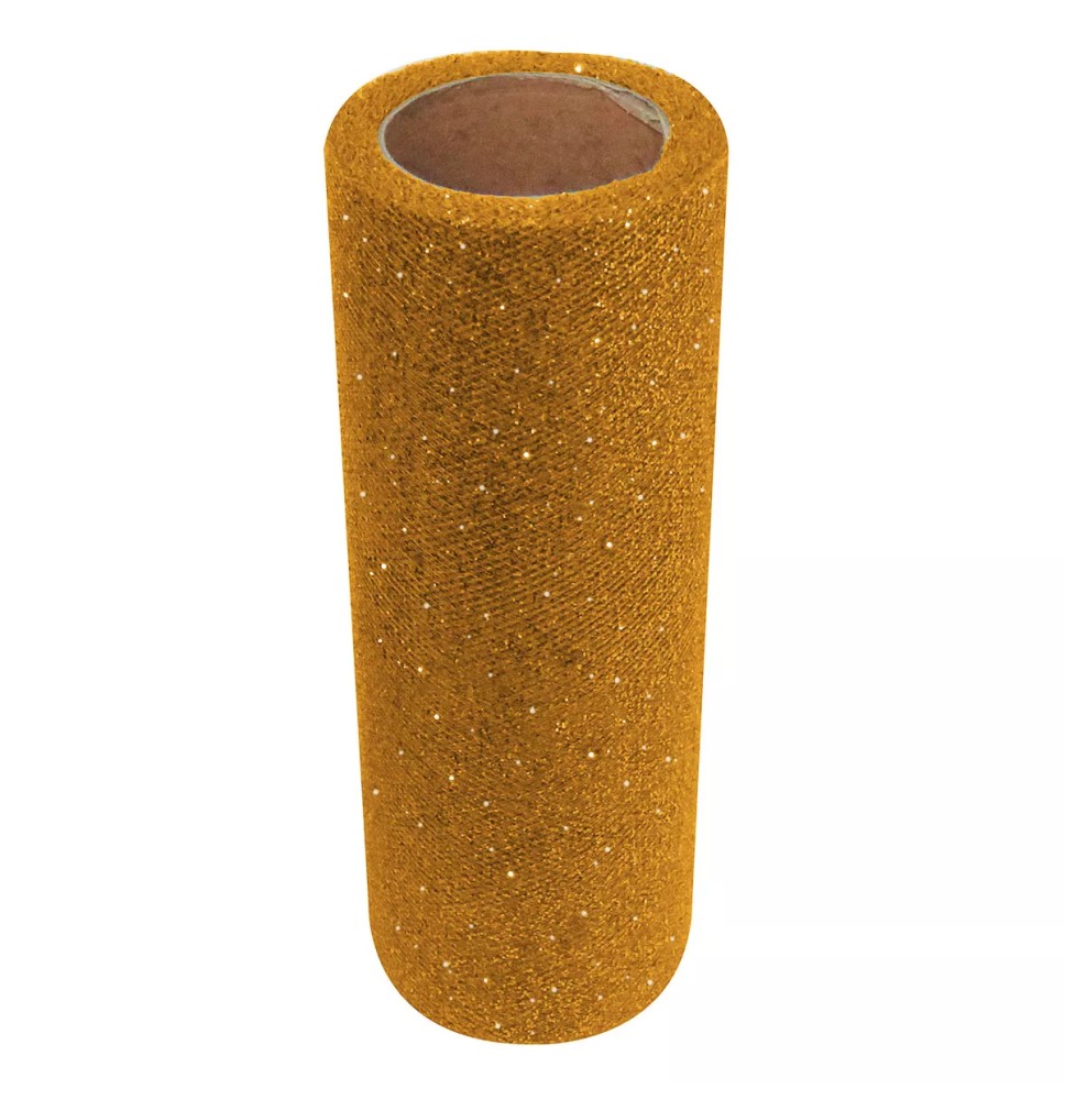 TULLE DIAMANTADO ROLLO 15X9.14M. DORADO E12 C96