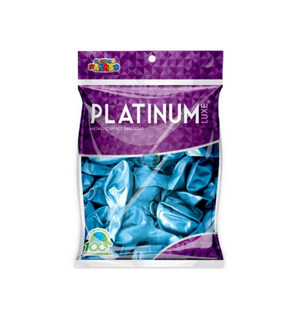 GLOBOS PAYASO PLATINUM 12 BOL.C25 AZUL C.40