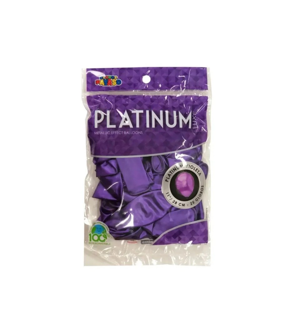 GLOBOS PAYASO PLATINUM 12 BOL.C25 VIOLETA C.40