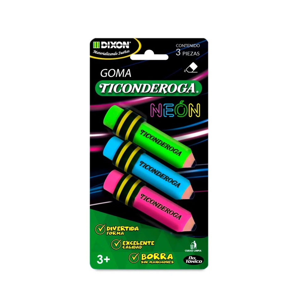 GOMA TICONDEROGA NEON BLIST. C3 PZAS. C144