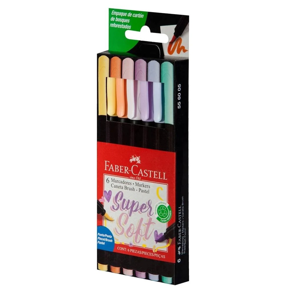 MARCADOR AGUA DELG.SUPERSOFT PUNTA PINCEL EST C6 FABER C.72