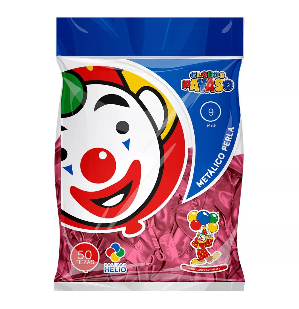 GLOBOS METALLIC PERLA 9 BOL.C50 ROSA C.100