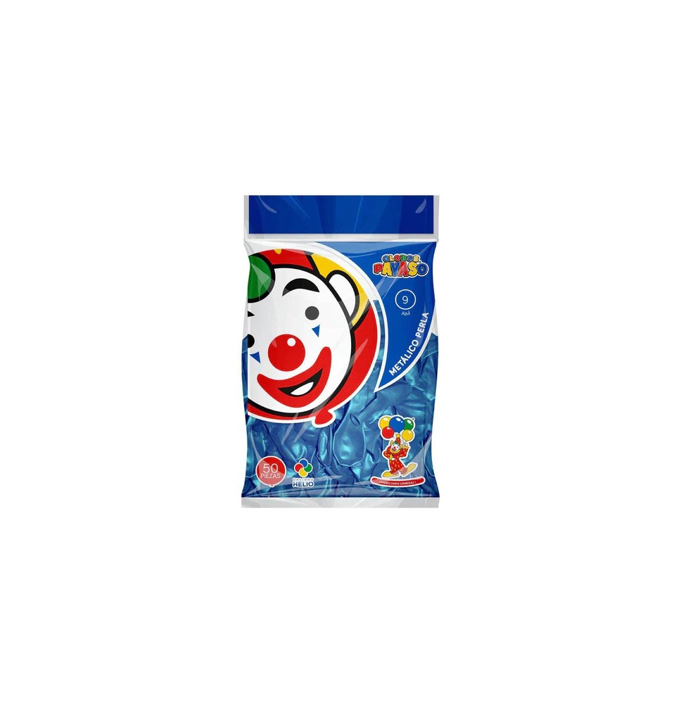 GLOBOS METALLIC PERLA 9 BOL.C50 AZUL C.100