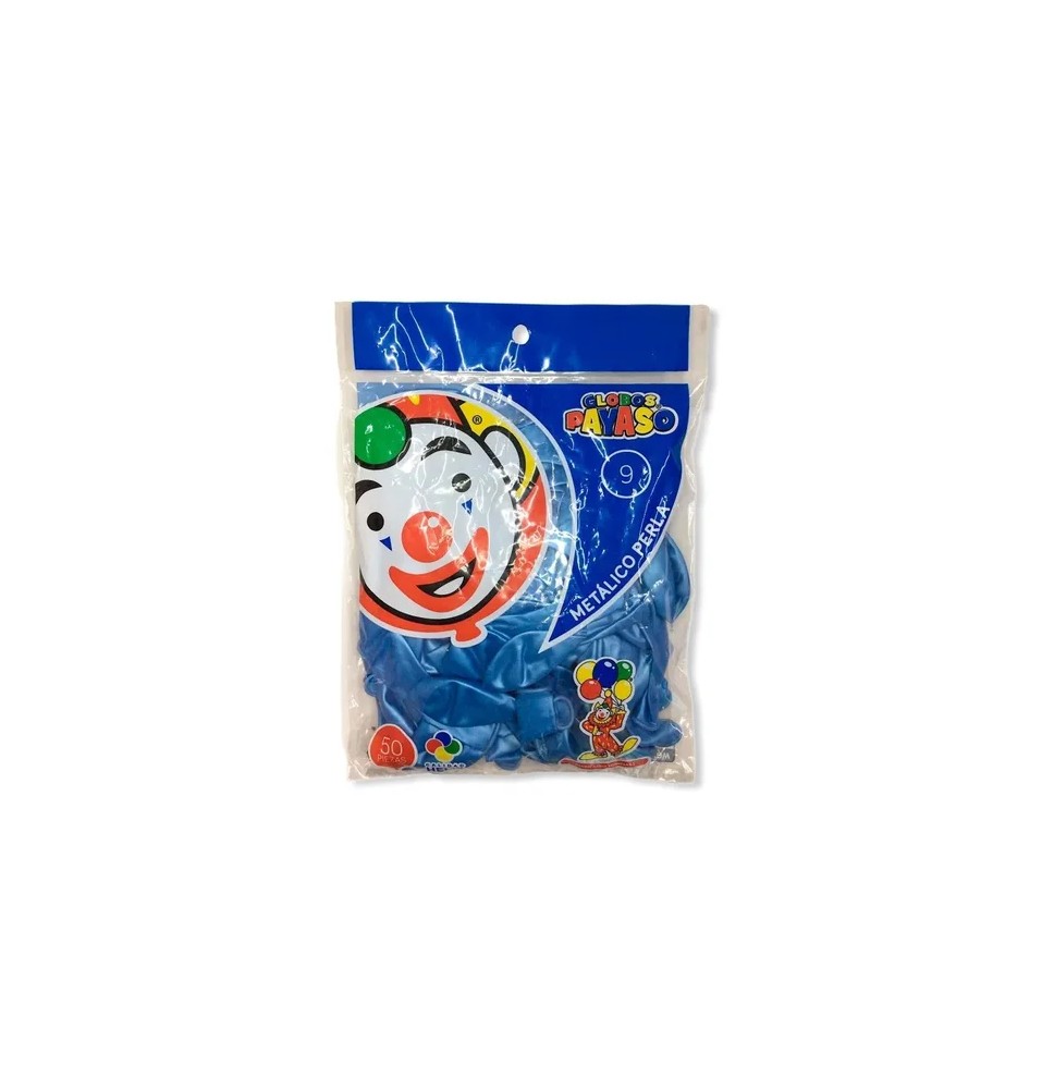 GLOBOS METALLIC 9 BOL.C50 AZUL C.100