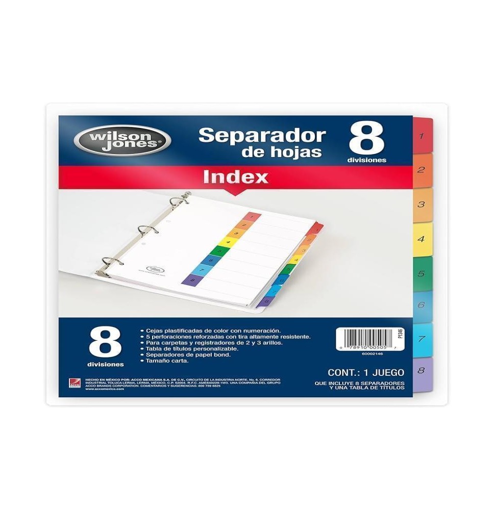 SEPARADOR NUM. CTA. 8 DIV. INDEX WILSON VCOL. P-1346 C.24