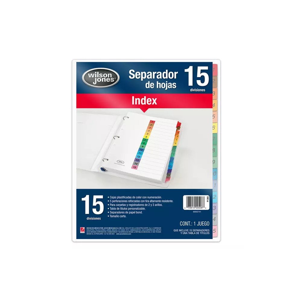 SEPARADOR NUM. CTA. 15 DIV. INDEX WILSON VCOL. P-1365 C24