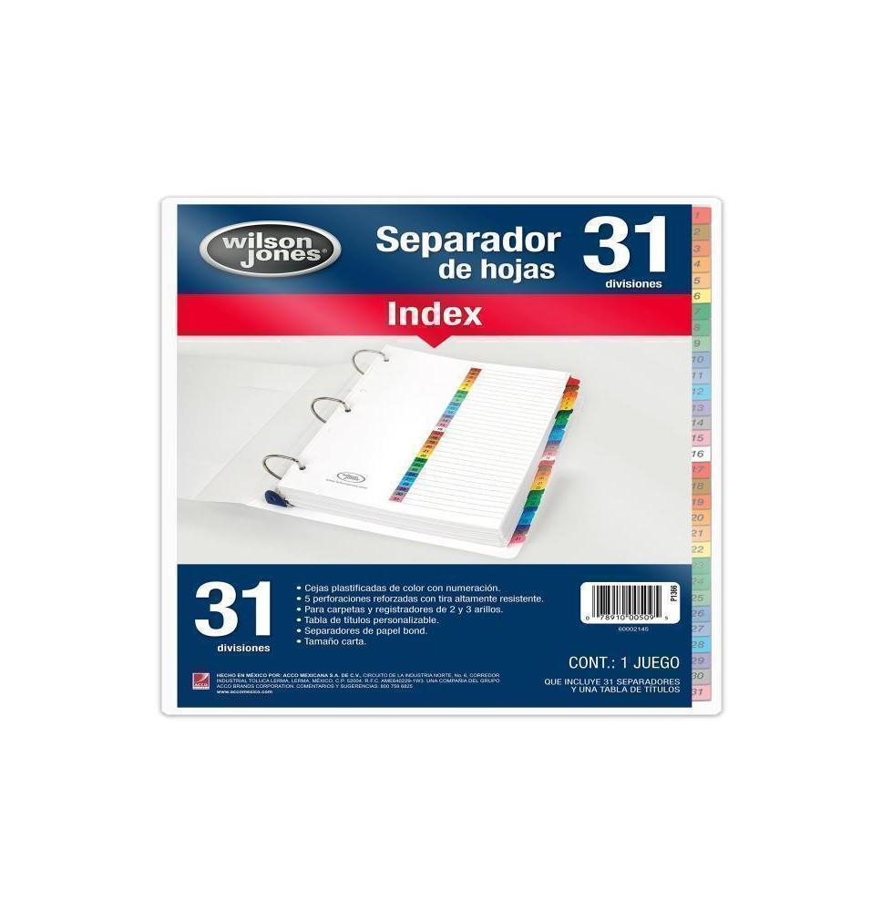 SEPARADOR NUM. CTA. 31 DIV. INDEX WILSON VCOL. P-1366 C12