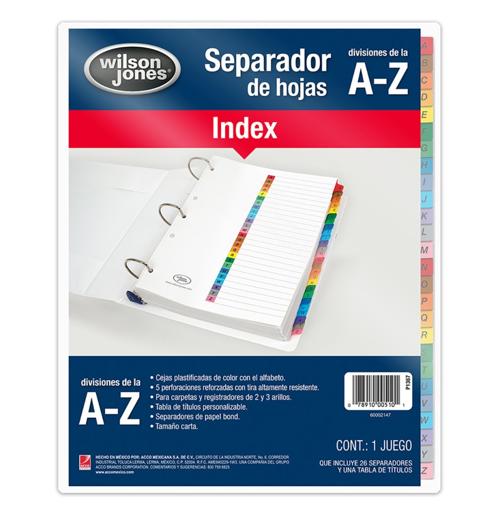 SEPARADOR ALFAB. A-Z. CTA. INDEX WILSON VCOL. P-1367 C12