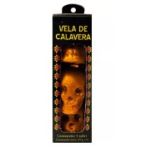 VELA MINI CALAVERA NARANJA PAQ C3 C30