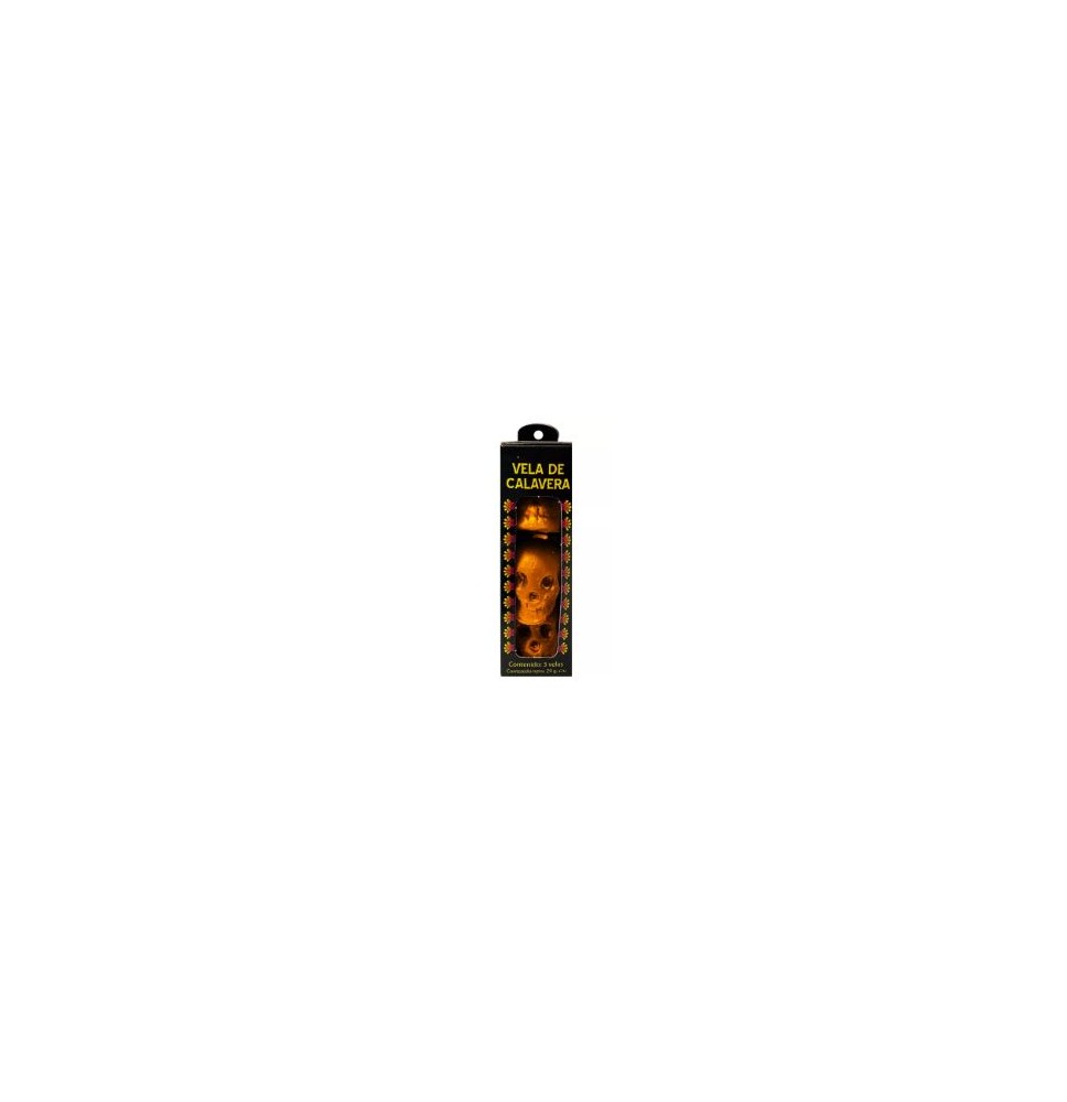 VELA MINI CALAVERA NARANJA PAQ C3 C30