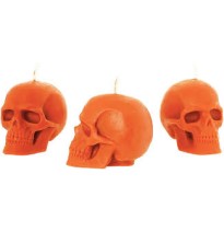 VELA MINI CALAVERA NARANJA PAQ C3 C30