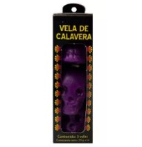VELA MINI CALAVERA MORADA PAQ C3 C30