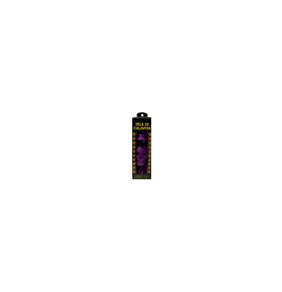 VELA MINI CALAVERA MORADA PAQ C3 C30