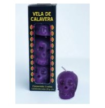 VELA MINI CALAVERA MORADA PAQ C3 C30