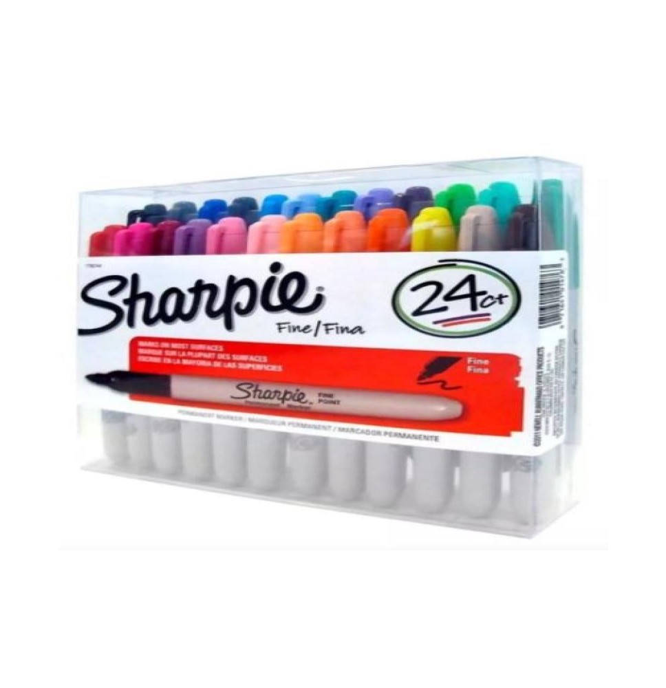 MARCADOR PERM. DELG. PLAST. SHARPIE P.F. GEMAS C24 VCOL