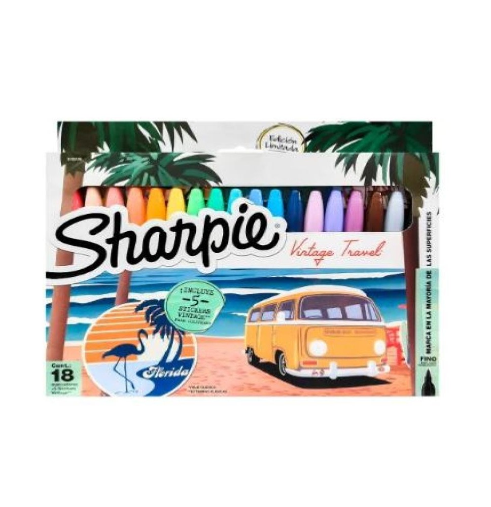 MARCADOR PERM. DELG. PLAST. SHARPIE P.F. VINTAGE TRAVEL C18