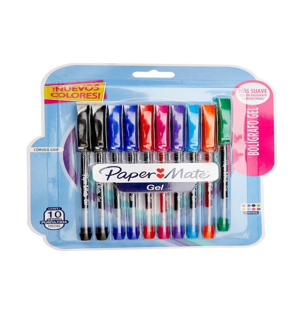 BOLIGRAFO GEL PAPER MATE .3MM BLIST. C10 COL. SURTIDO C12