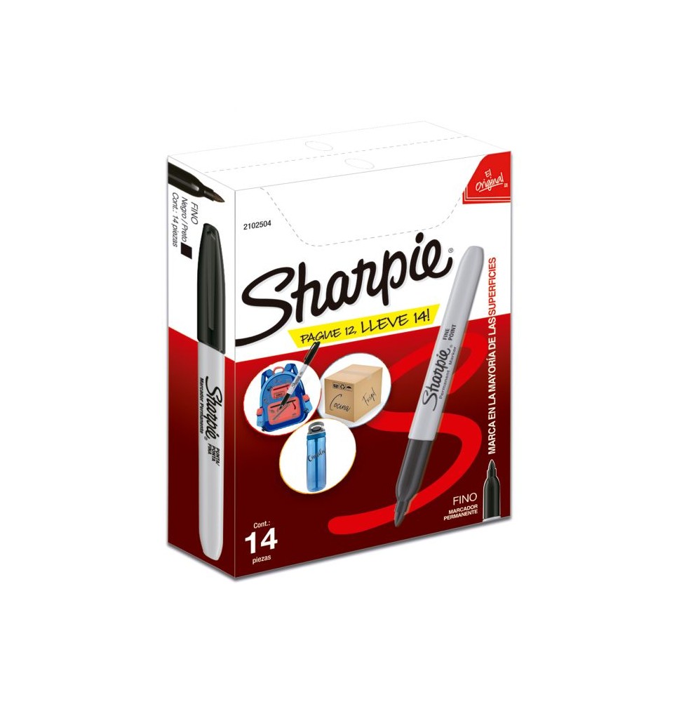 MARCADOR PERM. DELG. PLAST. SHARPIE P.F.NGO.PAQ. 122 SHARPI