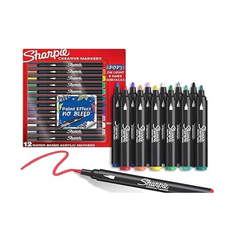 MARCADOR DELG. ACRILICO SHARPIE PUNTA BALA BL.C12 E.1 C.24