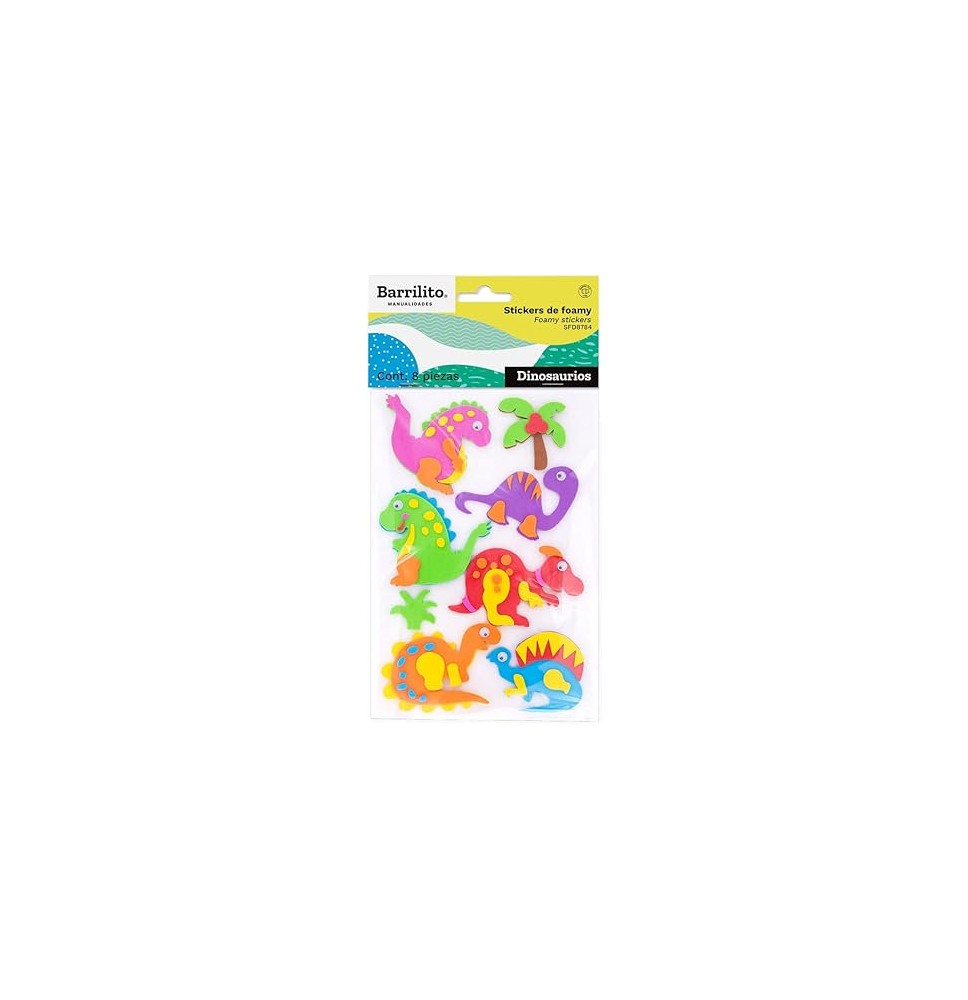 FOAMY STICKERS DINOSAURIOS SFD8784 BARRILITO BL C1 C20